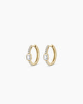 Lab Grown Diamond Emerald Charm Huggies || option::14K Solid Gold
