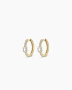 Lab Grown Diamond Emerald Charm Huggies || option::14K Solid Gold