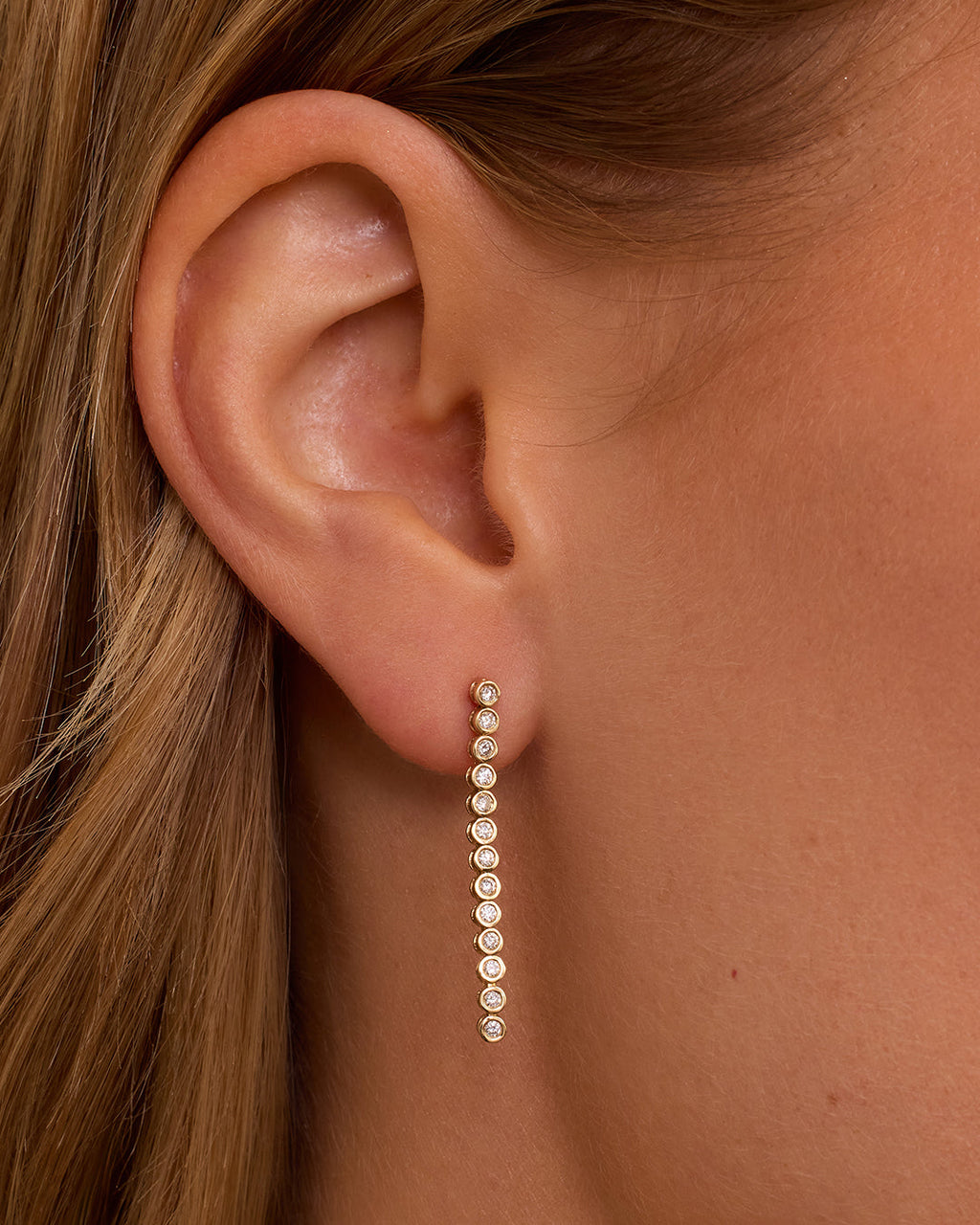 Lab Grown Diamond Classic Tennis Drop Single Earring || option::14K Solid Gold