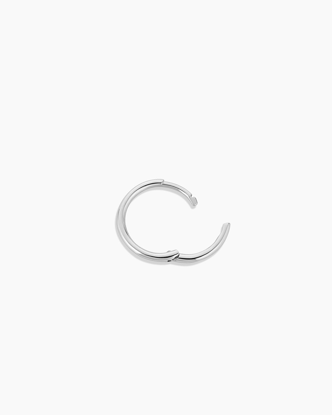 14K White Gold Classic 13 mm Huggie || option::14K Solid White Gold, 13mm
