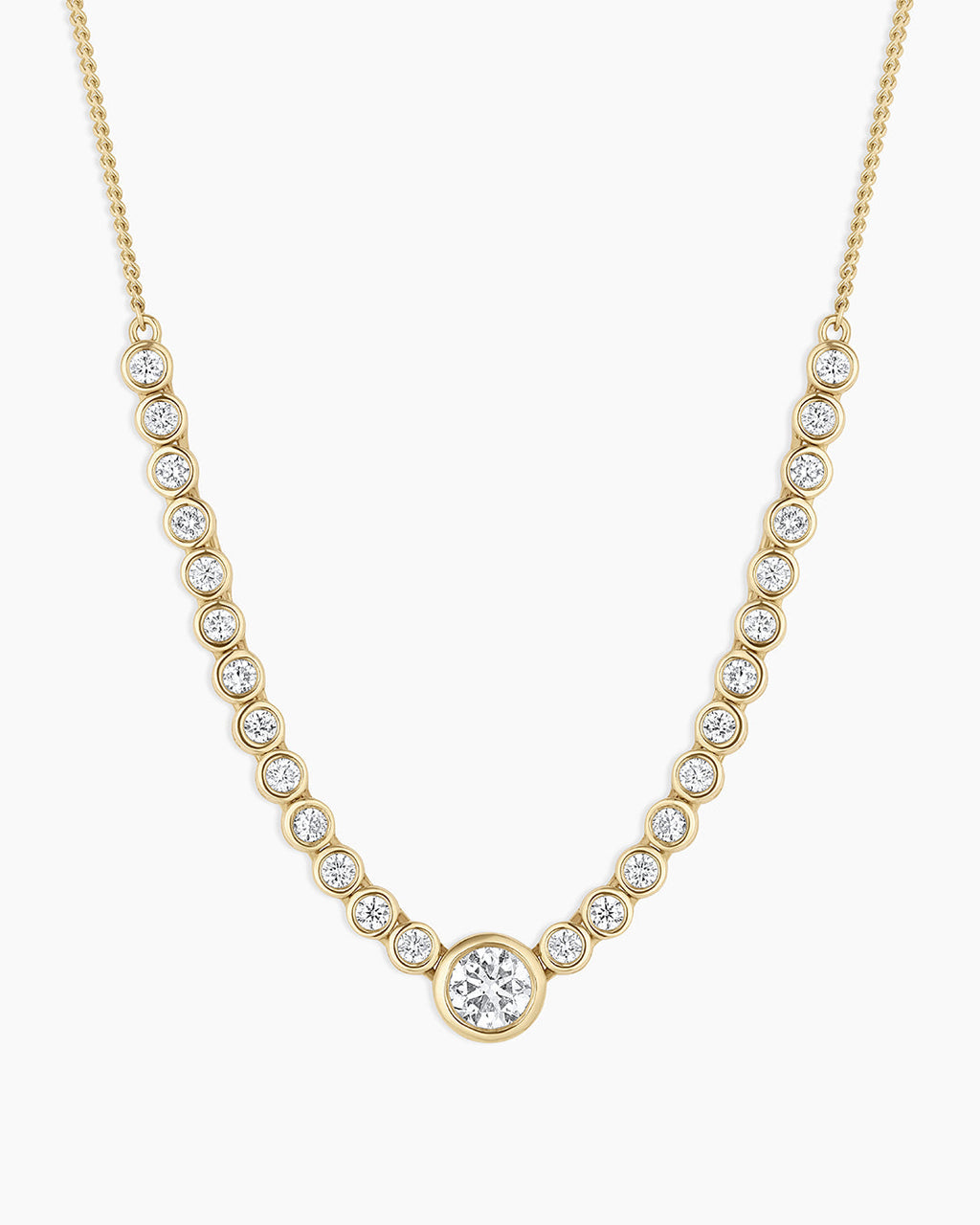 Lab Grown Diamond Circle Charm Row Necklace || option::14K Solid Gold