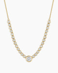 Lab Grown Diamond Circle Charm Row Necklace || option::14K Solid Gold