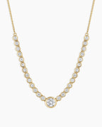 Lab Grown Diamond Circle Charm Row Necklace || option::14K Solid Gold