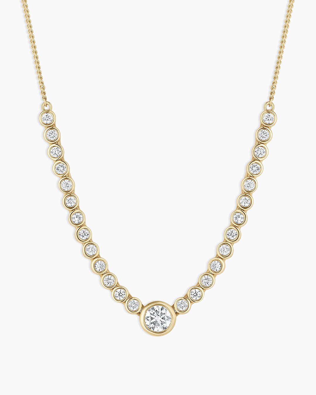 Lab Grown Diamond Circle Charm Row Necklace || option::14K Solid Gold