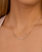 Lab Grown Diamond Circle Charm Row Necklace || option::14K Solid Gold