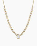 Lab Grown Diamond Pear Charm Row Necklace || option::14K Solid Gold