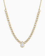 Lab Grown Diamond Pear Charm Row Necklace || option::14K Solid Gold