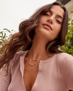 Lab Grown Diamond Pear Charm Row Necklace || option::14K Solid Gold || set::lab-grown-diamond-emerald-necklace-stl