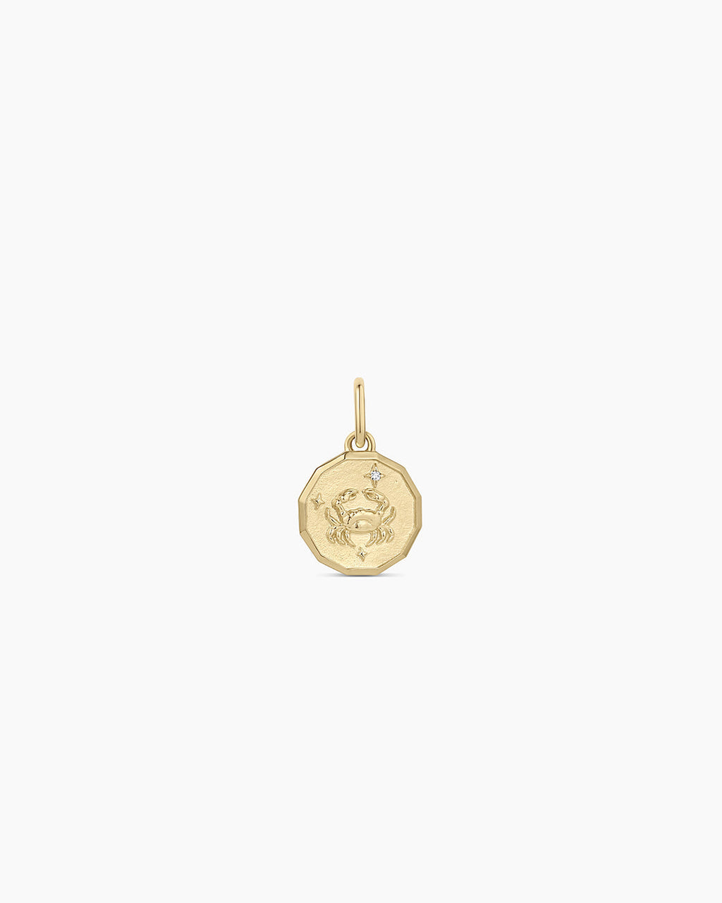 Diamond Zodiac Coin Charm || option::14K Solid Gold, Cancer
