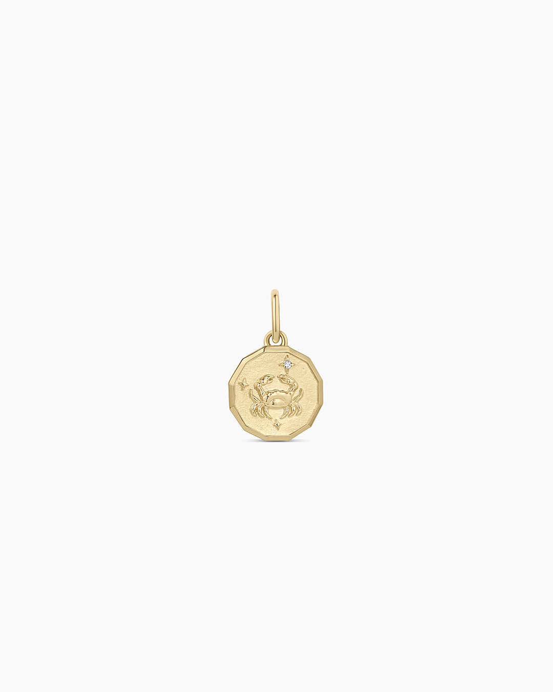 Diamond Zodiac Coin Charm || option::14K Solid Gold, Cancer