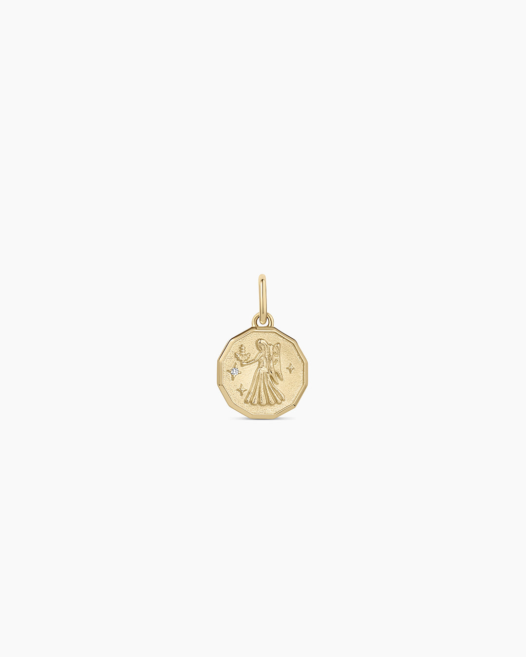 Diamond Zodiac Coin Charm || option::14K Solid Gold, Virgo