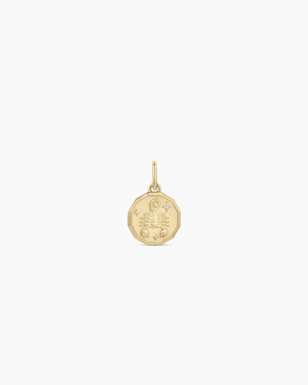 Diamond Zodiac Coin Charm || option::14K Solid Gold, Scorpio