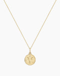 Diamond Zodiac Coin Charm Necklace || option::14K Solid Gold, Capricorn