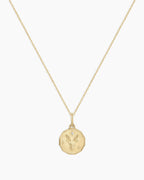 Diamond Zodiac Coin Charm Necklace || option::14K Solid Gold, Capricorn