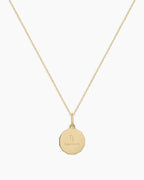 Diamond Zodiac Coin Charm Necklace || option::14K Solid Gold, Capricorn