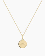 Diamond Zodiac Coin Charm Necklace || option::14K Solid Gold, Aquarius
