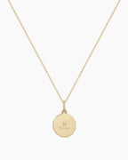 Diamond Zodiac Coin Charm Necklace || option::14K Solid Gold, Pisces