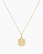 Diamond Zodiac Coin Charm Necklace || option::14K Solid Gold, Pisces