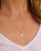 Diamond Zodiac Coin Charm Necklace || option::14K Solid Gold, Pisces