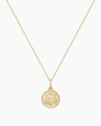 Diamond Zodiac Coin Charm Necklace || option::14K Solid Gold, Aries