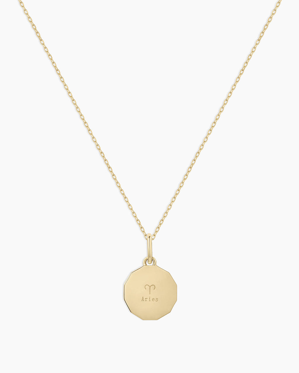 Diamond Zodiac Coin Charm Necklace || option::14K Solid Gold, Aries