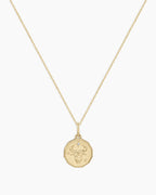 Diamond Zodiac Coin Charm Necklace || option::14K Solid Gold, Taurus