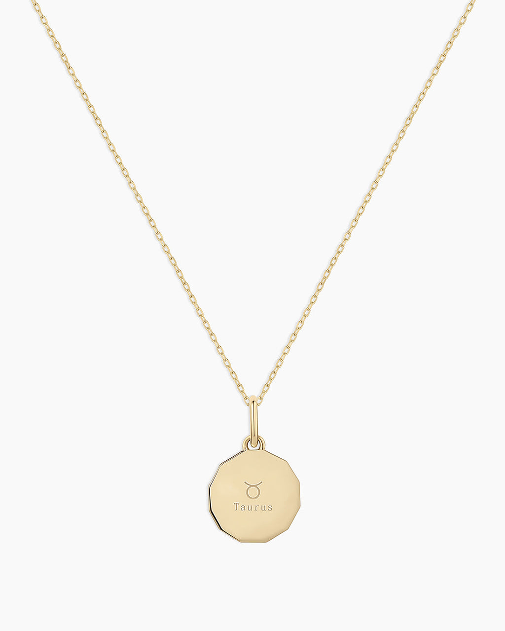Diamond Zodiac Coin Charm Necklace || option::14K Solid Gold, Taurus