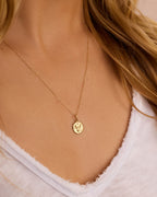 Diamond Zodiac Coin Charm Necklace || option::14K Solid Gold, Taurus