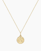 Diamond Zodiac Coin Charm Necklace || option::14K Solid Gold, Gemini