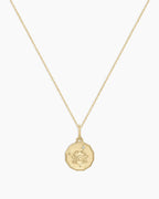 Diamond Zodiac Coin Charm Necklace || option::14K Solid Gold, Cancer
