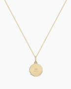 Diamond Zodiac Coin Charm Necklace || option::14K Solid Gold, Cancer
