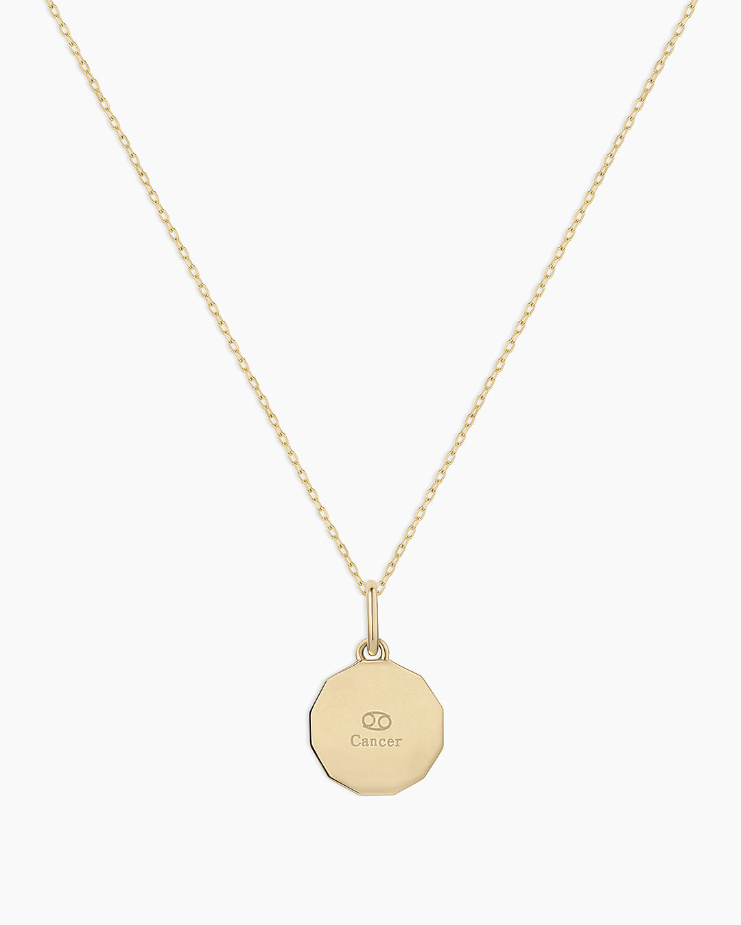 Diamond Zodiac Coin Charm Necklace || option::14K Solid Gold, Cancer