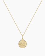 Diamond Zodiac Coin Charm Necklace || option::14K Solid Gold, Leo