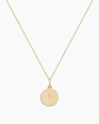 Diamond Zodiac Coin Charm Necklace || option::14K Solid Gold, Leo