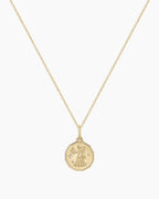 Diamond Zodiac Coin Charm Necklace || option::14K Solid Gold, Virgo
