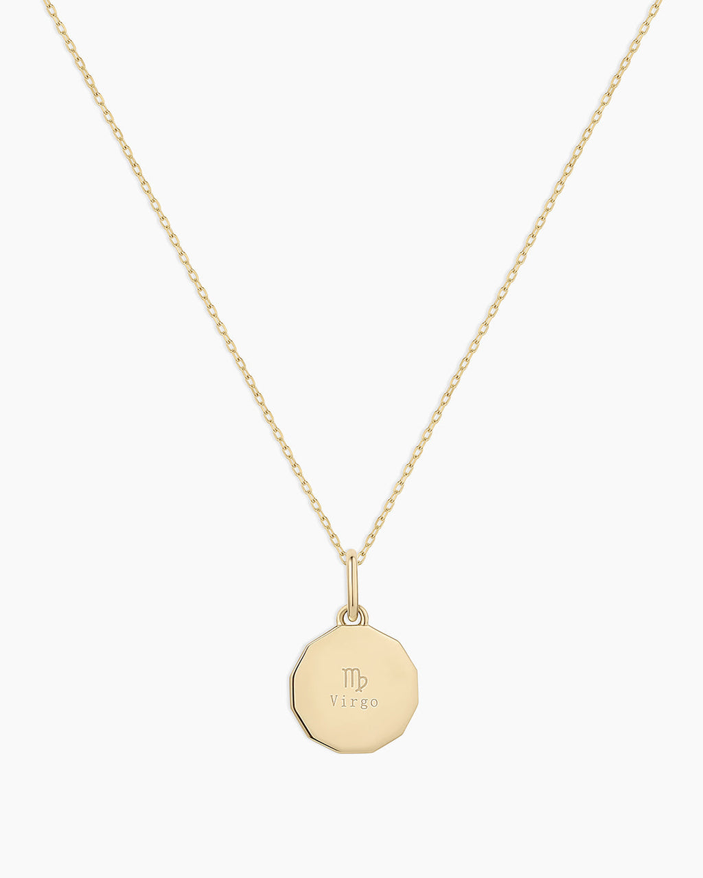 Diamond Zodiac Coin Charm Necklace || option::14K Solid Gold, Virgo