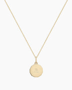 Diamond Zodiac Coin Charm Necklace || option::14K Solid Gold, Virgo