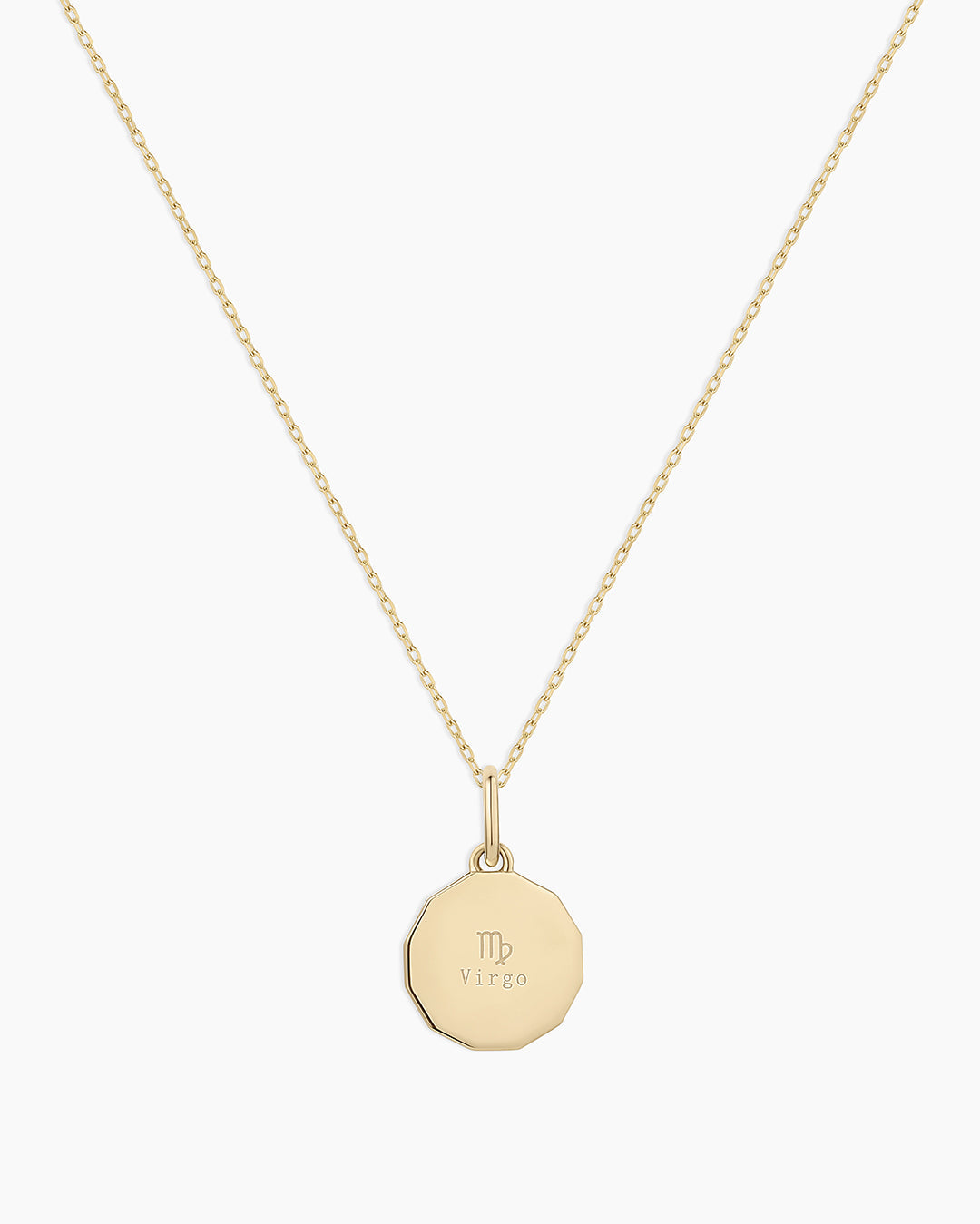 Diamond Zodiac Coin Charm Necklace || option::14K Solid Gold, Virgo