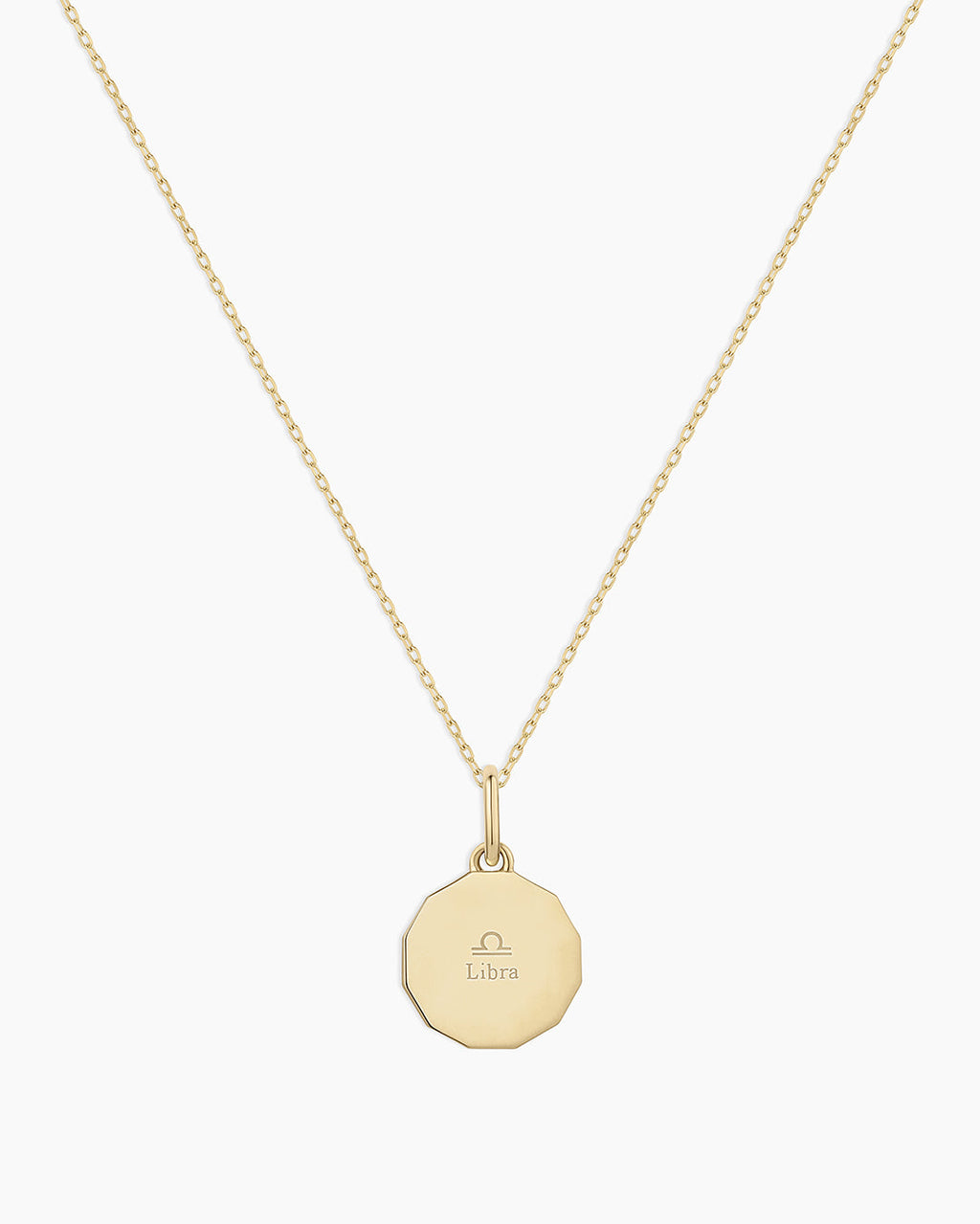 Diamond Zodiac Coin Charm Necklace || option::14K Solid Gold, Libra