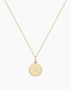 Diamond Zodiac Coin Charm Necklace || option::14K Solid Gold, Libra