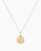 Diamond Zodiac Coin Charm Necklace || option::14K Solid Gold, Libra