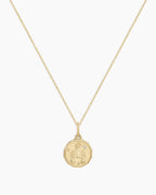 Diamond Zodiac Coin Charm Necklace || option::14K Solid Gold, Scorpio