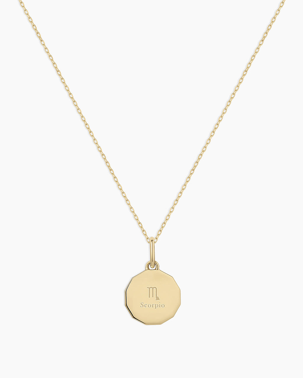 Diamond Zodiac Coin Charm Necklace || option::14K Solid Gold, Scorpio