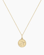 Diamond Zodiac Coin Charm Necklace || option::14K Solid Gold, Sagittarius