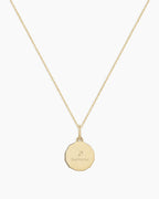 Diamond Zodiac Coin Charm Necklace || option::14K Solid Gold, Sagittarius