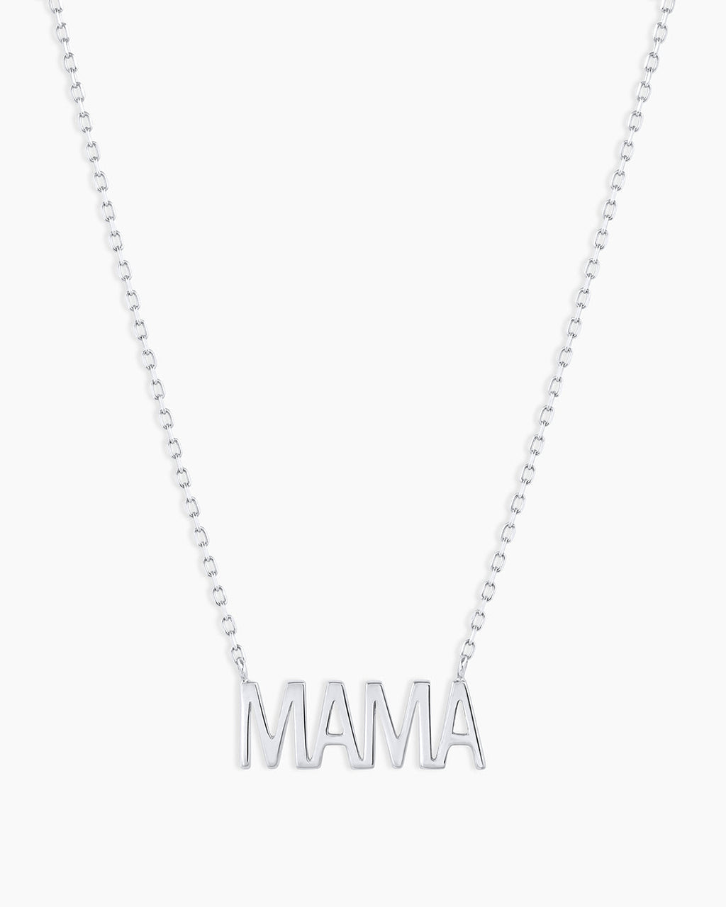 14K White Gold Mama Necklace || option::14K Solid White Gold