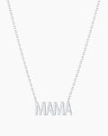 14K White Gold Mama Necklace || option::14K Solid White Gold