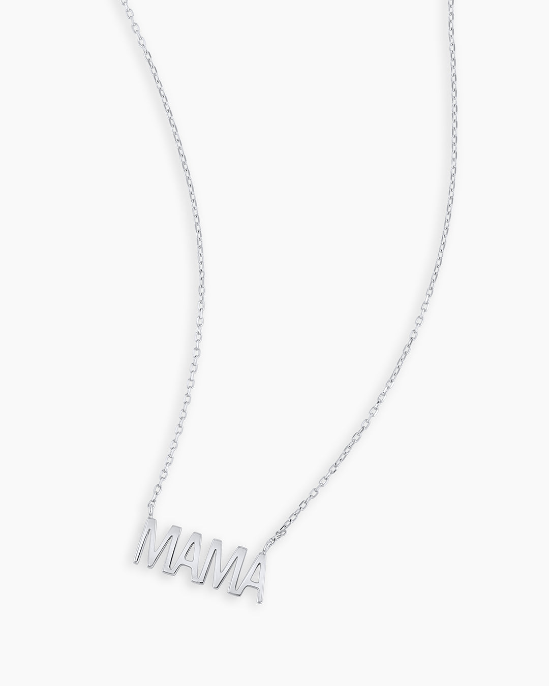 14K White Gold Mama Necklace || option::14K Solid White Gold