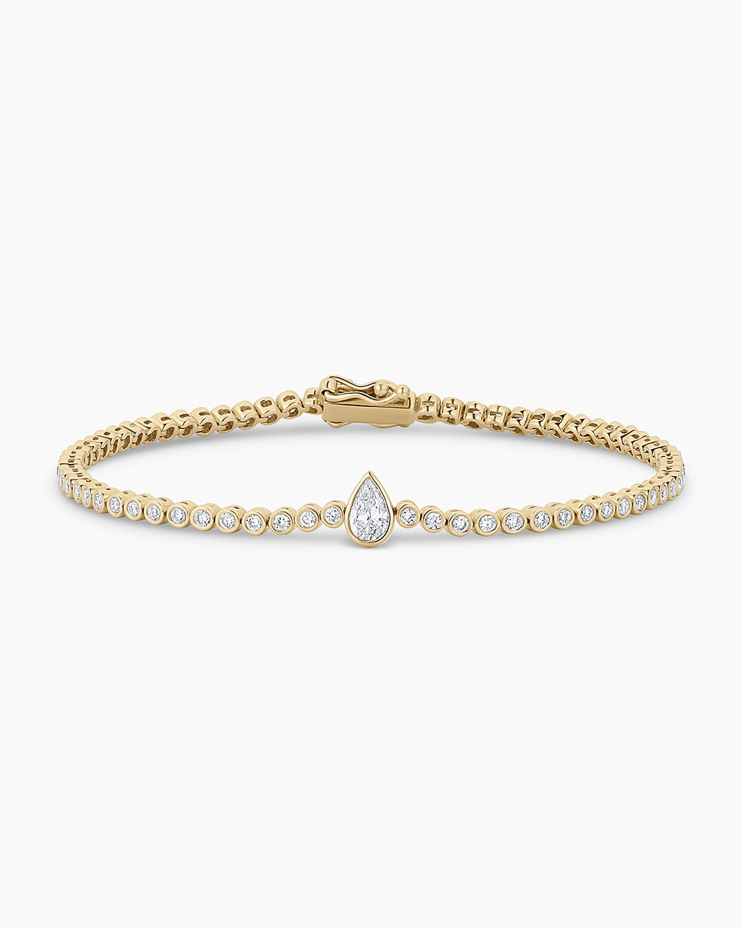 Lab Grown Diamond Pear Charm Tennis Bracelet || option::14K Solid Gold, 6 in.