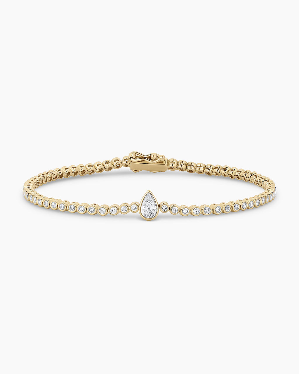 Lab Grown Diamond Pear Charm Tennis Bracelet || option::14K Solid Gold, 6.5 in.
